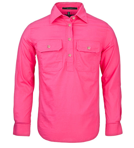 Pilbara Womens Closed Front Shirt - Hot Pink